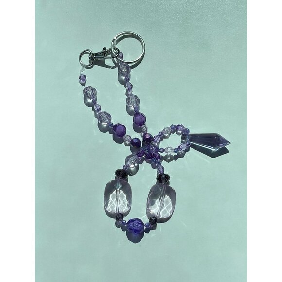 Beaded Suncatcher Rearview Mirror Ornament Purple Crystal Prism Car Charm - Picture 7 of 10